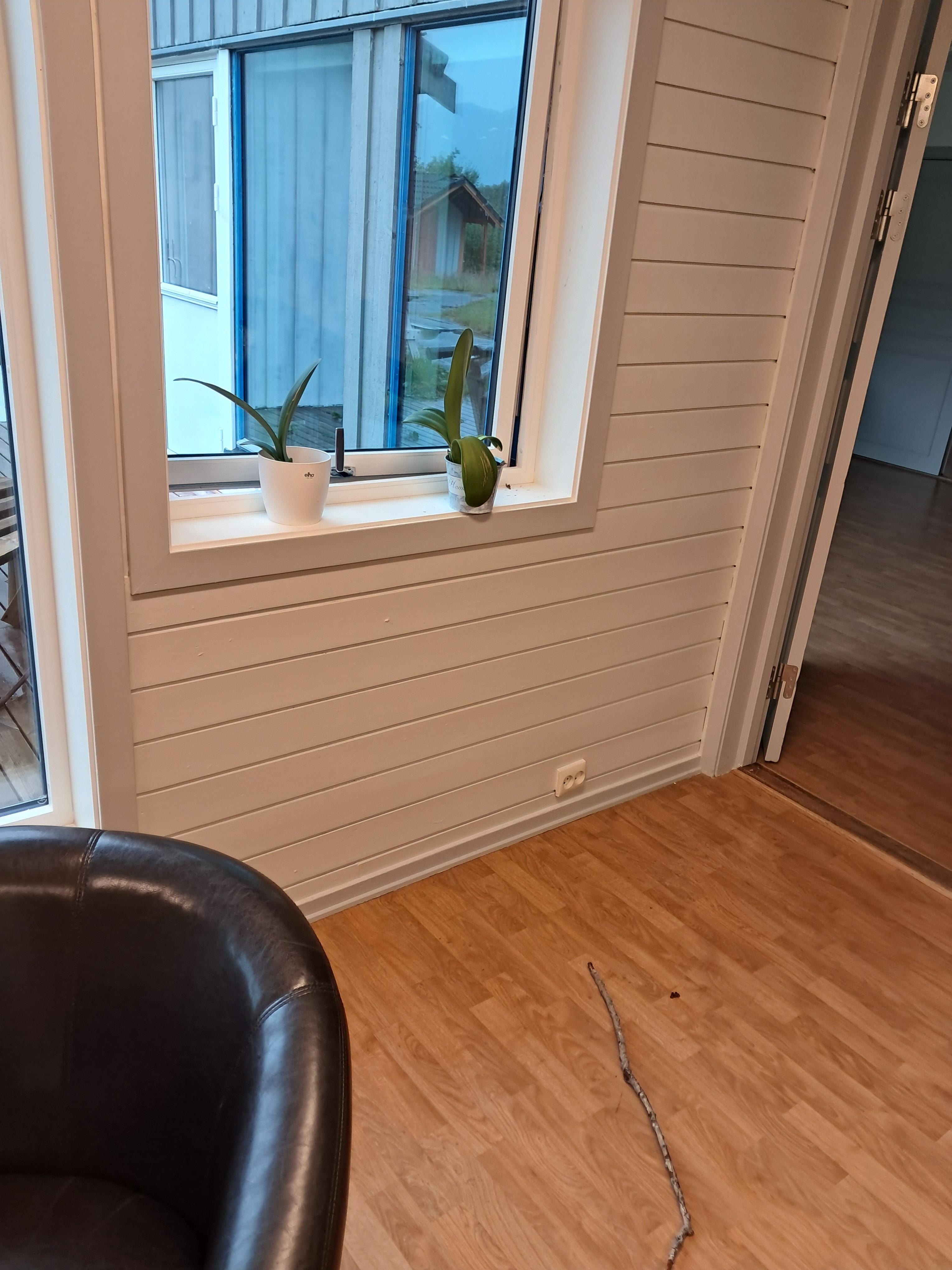 Bildet viser vindu som er forsøkt brutt opp.